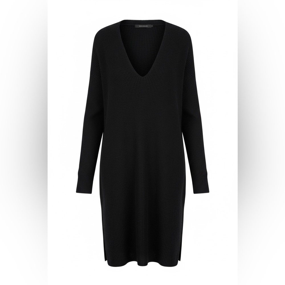 Cedric Charlier navy V neck sweater dress